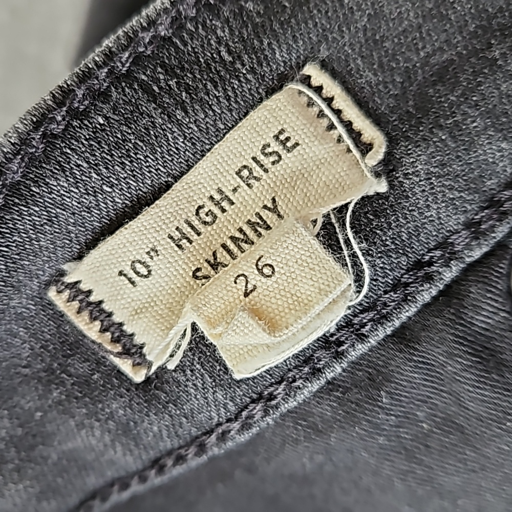 Madewell 10" Skinny Jeans Black Wash Raw Hem High-Rise Size 26 Waist - Picture 4 of 8